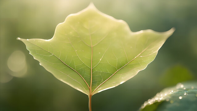 Capture the ethereal essence of a wishing leaf against a softly blurred backdrop