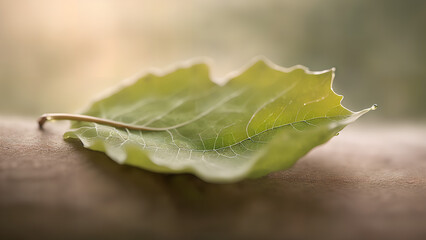 Capture the ethereal essence of a wishing leaf against a softly blurred backdrop