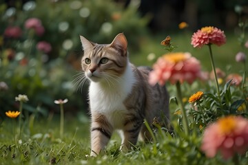 cat in garden looking at something
