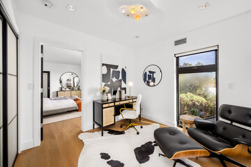 Modern Hollywood Hills home interior in Los Angeles, California, with a remodel of an older house