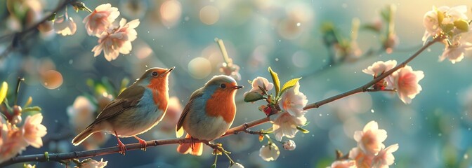 Blossoming Spring A Tale of Two Robins Generative AI