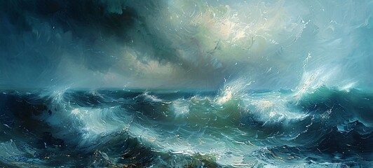 The Ocean's Tempest A Painting of Nature's Power Generative AI