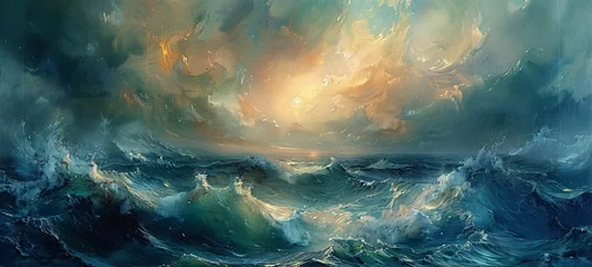 Foto op Canvas The Ocean's Majesty A Painting of a Stormy Sea Generative AI © Bipul Kumar