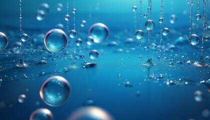 Realistic representation of microscopic bubbles suspended in liquid, with a focus on the interaction of light, shadow, and transparent surfaces. AI Generation