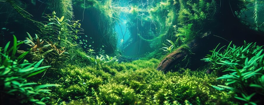 Freshwater Planted Aquarium, Aquascaping, Underwater Landscape Nature Forest Style, Aquarium Tank