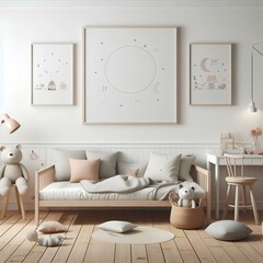 Bedroom with white bed wooden floor and scattered toys White bed in a room with wooden floor and toys A room featuring a white bed wooden floor toys A room with a white bed a wooden floor