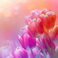 Pink tulips on background for mother's day, women's day concept