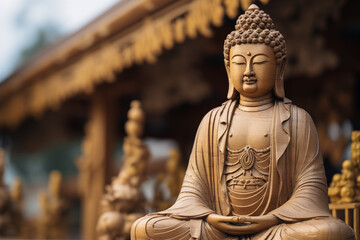 Fototapeta premium Buddha sculpture image. Buddhist religion. Topics related to the Buddhist religion. Asian country. Asian country. China. Japan. Thailand. Spirituality and relaxation.