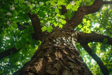 The Canopy of Life A Close-up View of a Tree's Leaves and Branches Generative AI