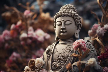 Buddha sculpture image. Buddhist religion. Topics related to the Buddhist religion. Asian country. Asian country. China. Japan. Thailand. Spirituality and relaxation. - obrazy, fototapety, plakaty