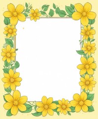 Radiate warmth with our hand-drawn yellow floral frame illustration. A canvas awaits your text or photo, adding a sunny touch to your design