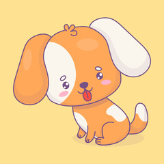 Funny dog with tongue hanging out. Cute cartoon kawaii character animal. Vector illustration. Kids collection