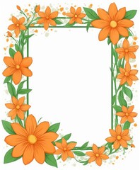 Radiate warmth with our hand-drawn orange floral frame illustration. A blank canvas invites your text or photo, adding a cozy touch to your design