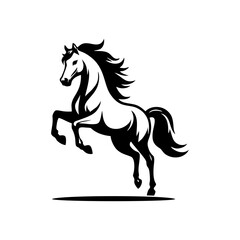 Horse logo vector. Standing stallion vector logo. black and white horse logo design