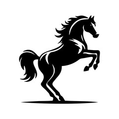 Horse logo vector. Standing stallion vector logo. black and white horse logo design