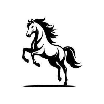 recommend clip art: Horse logo vector. Standing stallion vector logo. black and white horse logo design