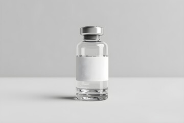 Ampoule with medicine on a white background. Mock up banner. Concept template for creating a new drug, medication, new technology and progress with place for text