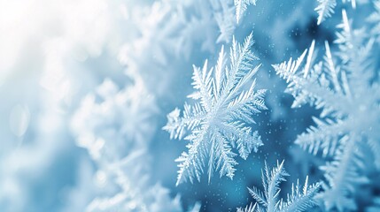 Frozen Beauty A Close-up View of Snowflakes Generative AI