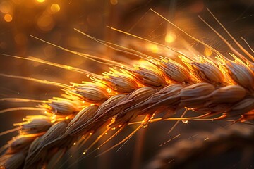 Harvest's Golden Glow The Sun's Rays Reflecting on Wheat Grains Generative AI