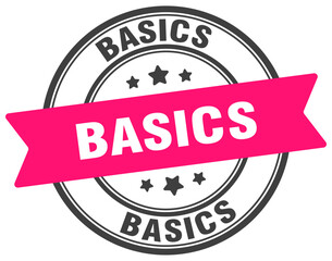 basics stamp. basics label on transparent background. round sign