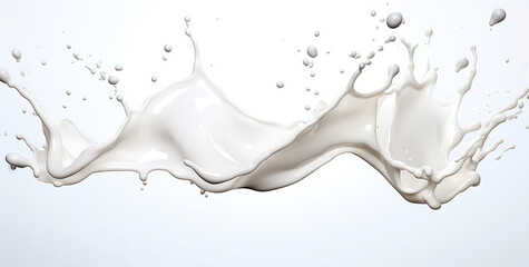 Milk  splash isolated on white background, generative AI - obrazy, fototapety, plakaty