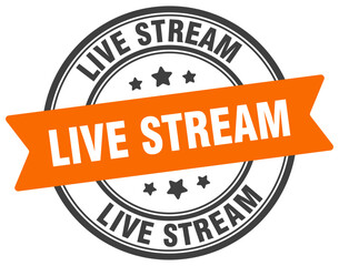 live stream stamp. live stream label on transparent background. round sign