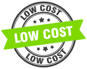 low cost stamp. low cost label on transparent background. round sign