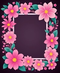 Embrace elegance with our hand-drawn pink floral frame illustration. A blank canvas awaits your text or photo