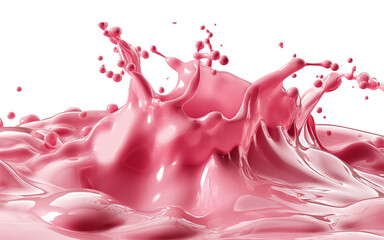 Milk pink splash isolated on white background, generative AI - obrazy, fototapety, plakaty