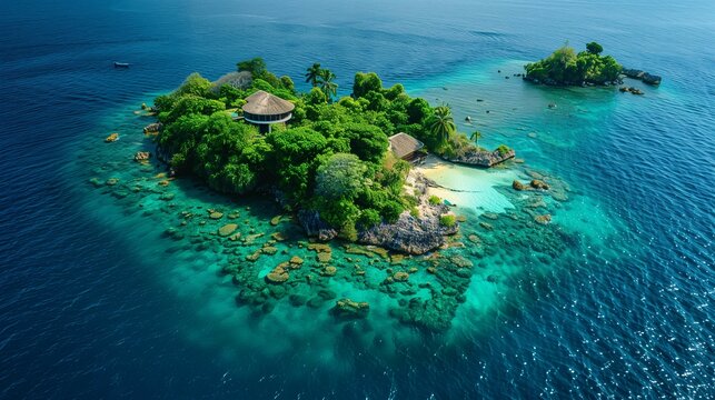 Tropical Island Resort Aerial View