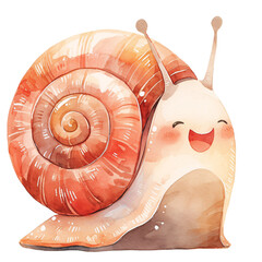 Kawaii snail, watercolor illustration - 781889190