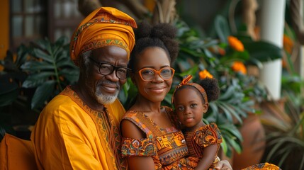 Multigenerational African Family in Traditional Clothing