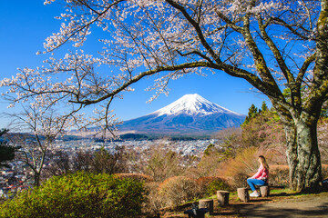 富士見孝徳公園から富士山と桜