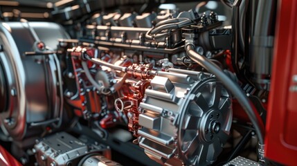 Intricate Diesel Engine Machinery Close-Up - obrazy, fototapety, plakaty