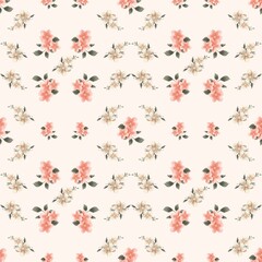 Floral pattern. Seamless pattern with pink and beige flowers vintage background. 