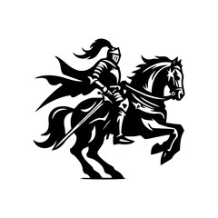 Fototapeta na wymiar equestrian knight vector logo design. Horse warrior vector. war horse silhouette