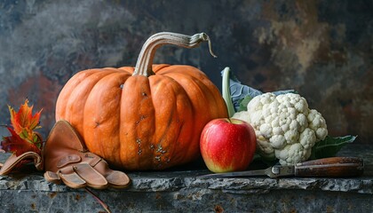Autumn Harvest A Seasonal Still Life Generative AI - obrazy, fototapety, plakaty