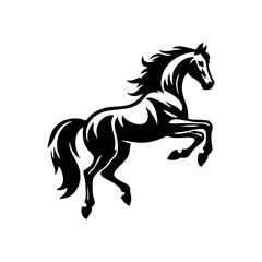 Horse logo vector. Standing stallion vector logo. black and white horse logo design