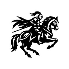 equestrian knight vector logo design. Horse warrior vector. war horse silhouette