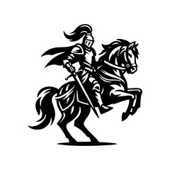 equestrian knight vector logo design. Horse warrior vector. war horse silhouette