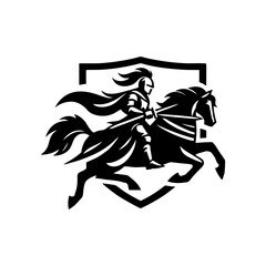 equestrian knight vector logo design. Horse warrior vector. war horse silhouette