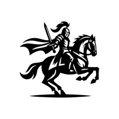 equestrian knight vector logo design. Horse warrior vector. war horse silhouette