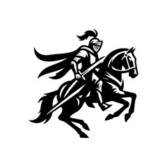 equestrian knight vector logo design. Horse warrior vector. war horse silhouette