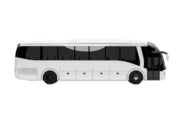White modern tour bus with black windows and doors is png