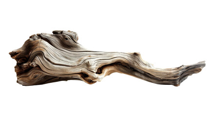 Weathered Driftwood on White Background - obrazy, fototapety, plakaty