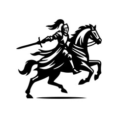 equestrian knight vector logo design. Horse warrior vector. war horse silhouette