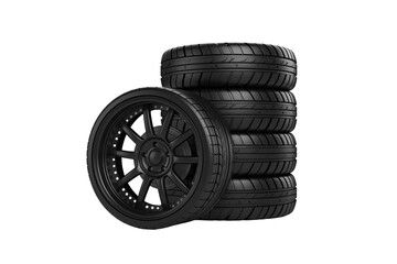 Three black tires stacked on top of each