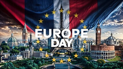 Europe Day Celebration: Vibrant EU Flag Poster Background