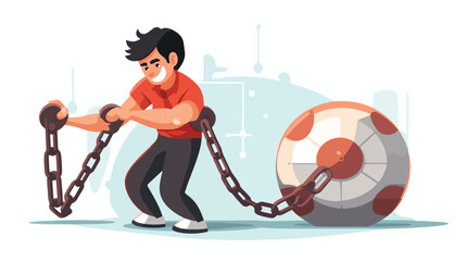Prisioner with chain and ball icon vector illustrat