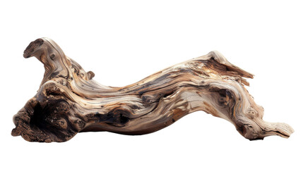 Polished Piece of Driftwood on White Background